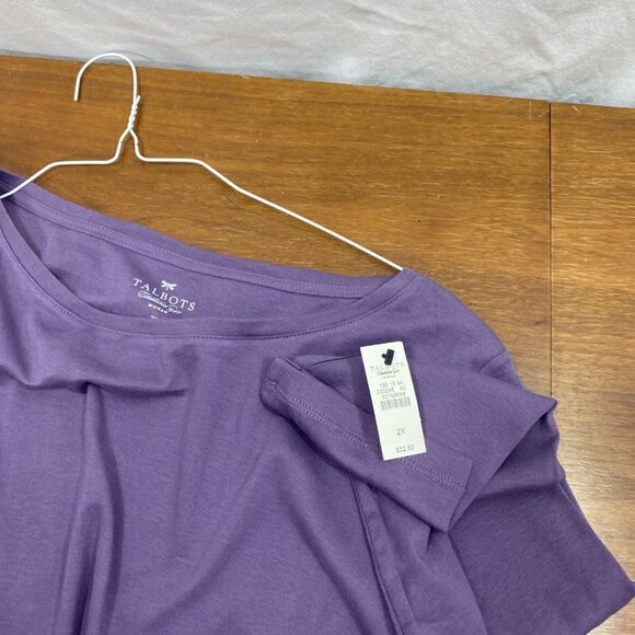 NWT Talbots Tee Plus T Shirt Women's 2X Purple 3/4 Sleeve cotton top - Picture 4 of 4